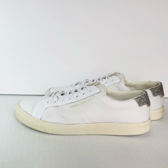 YSL Saint Laurent Andy Low Top Leather Sneakers COA 36.5 IT / 6.5 US Authentic - Picture 4 of 11
